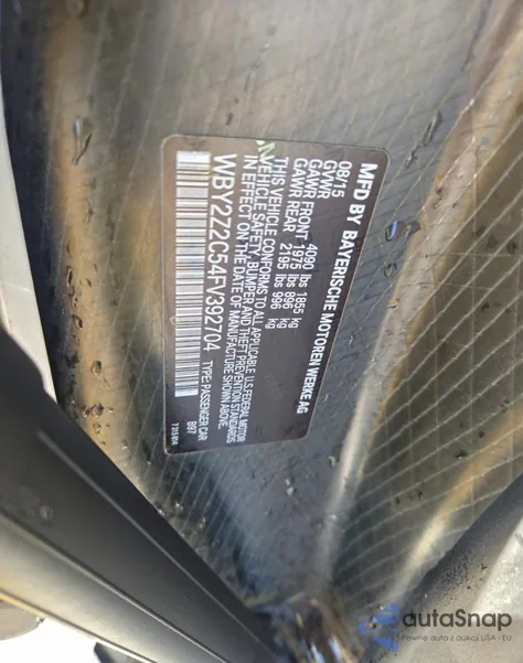 2015 BMW I8 из США, поврежденный, VIN WBY2Z2C54FV392704